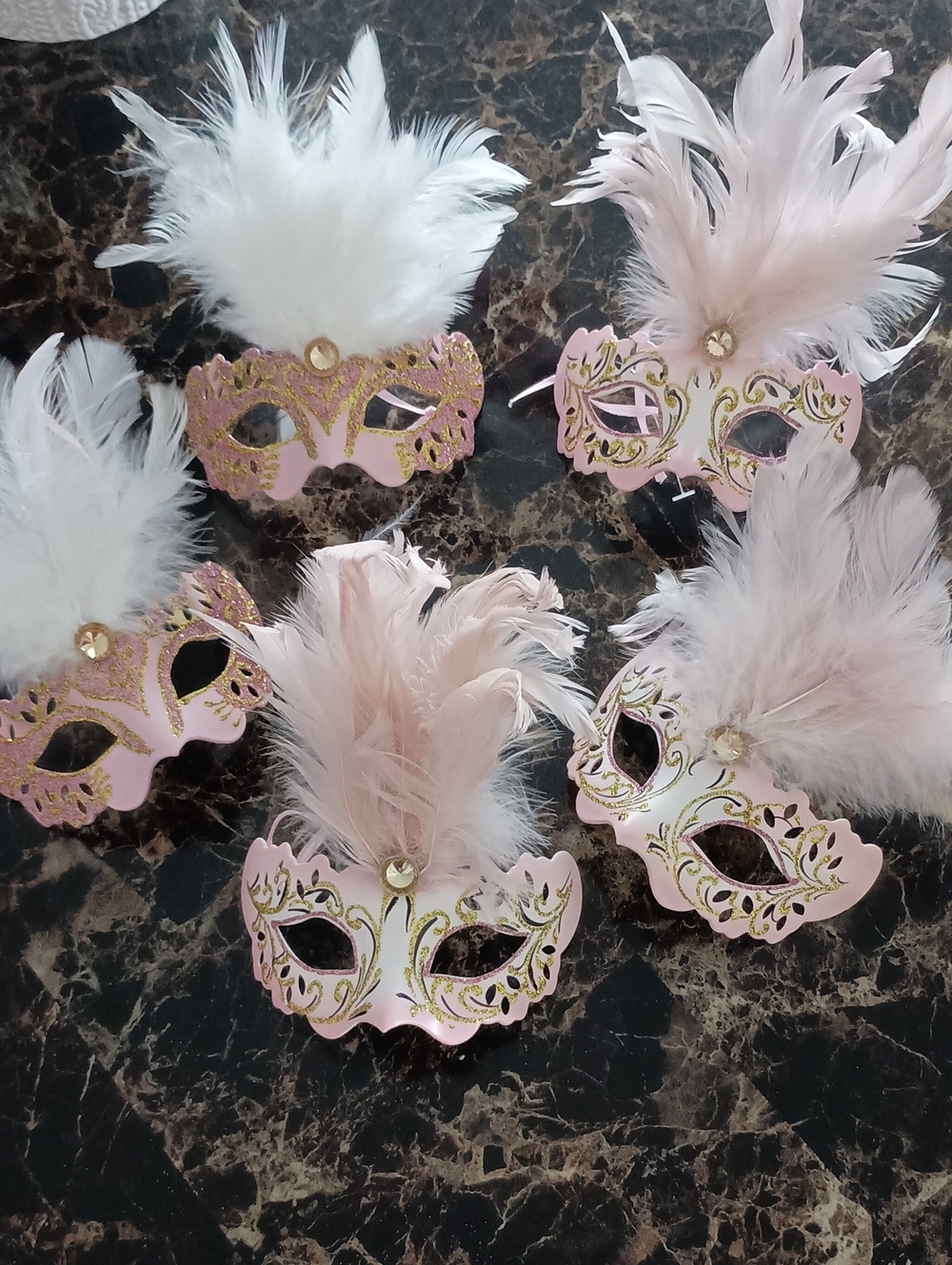 Women's Pink Feather Masquerade Eye Mask Ornaments -